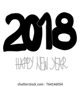 2018 text design isolated on white background. Hand drawn lettering 2018. For brochure, design template, business cover and web site. Use for poster, flyer,placard and greeting card.Modern xmas design