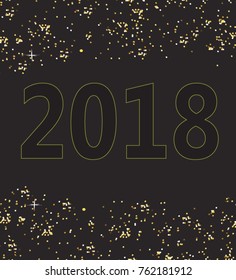 2018 text on gold glitter background