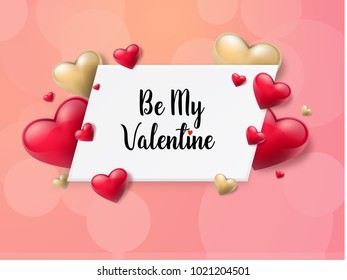 2018 Valentine's day background with textbox and beautifull hearts. Vector illustration