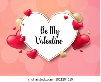 2018 Valentine's day background with textbox and beautifull hearts. Vector illustration