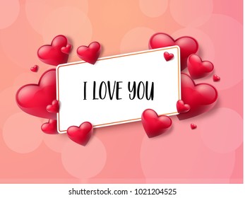 2018 Valentine's day background with textbox and beautifull hearts. Vector illustration