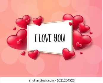 2018 Valentine's day background with textbox and beautifull hearts. Vector illustration