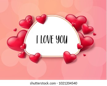 2018 Valentine's day background with textbox and beautifull hearts. Vector illustration