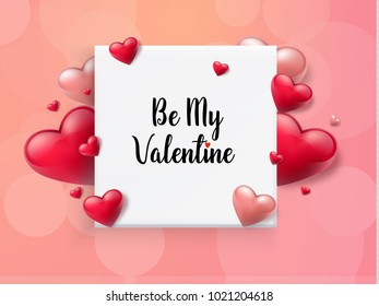 2018 Valentine's day background with textbox and beautifull hearts. Vector illustration