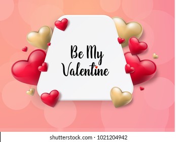 2018 Valentine's day background with textbox and beautifull hearts. Vector illustration