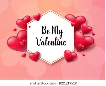 2018 Valentine's day background with textbox and beautifull hearts. Vector illustration