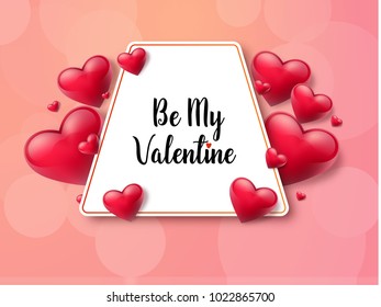 2018 Valentine's day background with textbox and beautifull hearts. Vector illustration