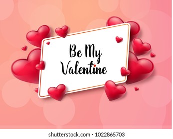 2018 Valentine's day background with textbox and beautifull hearts. Vector illustration