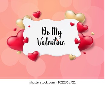 2018 Valentine's day background with textbox and beautifull hearts. Vector illustration