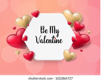 2018 Valentine's day background with textbox and beautifull hearts. Vector illustration