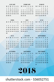 2018 Vector Calendar