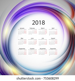 2018 vector calendar. Colorful round design. Elements for your work. Eps10