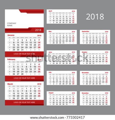 2018 Vector Calendar Template Three Month Stock Vector Royalty Free