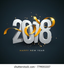 Ilustración vectorial de 2018 con cinta brillante