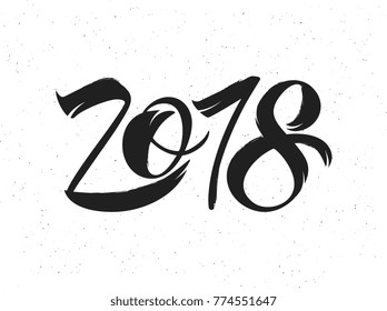 2018 vector number  Calligraphic Lettering design card template. Calligraphic handmade lettering. Vector illustration.