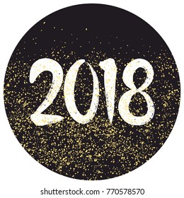 2018 vector sign with golden dust on black background