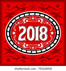 2018 western cowboy belt buckle vector illustration