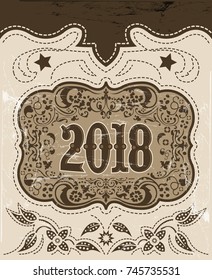 2018 western style holidays design, cowboy belt buckle with background, event poster