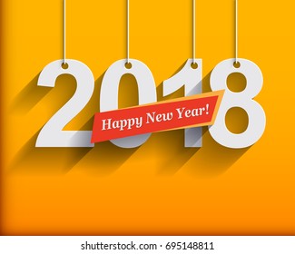 2018 White Paper Origami card or background.
Happy New Year. Merry Christmas. Vector illustration