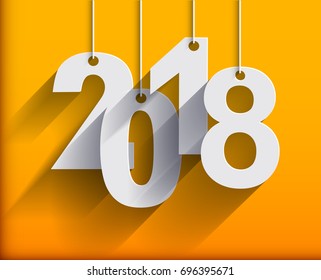 2018 White Paper Origami card or background.
Happy New Year. Merry Christmas. Vector illustration