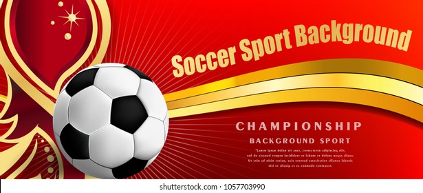 2018 world championship football cup on RED background. Poster soccer template