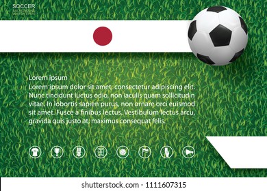 2018 world championship football cup background. National team image background with soccer football ball on green grass pattern and texture. Vector illustration.