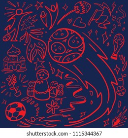 2018 world championship football cup seamless pattern blue red