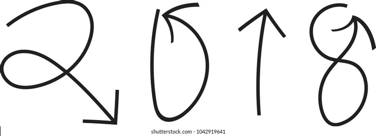 2018 written with arrows (black)