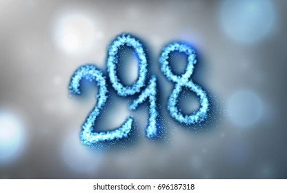 2018 year background, glowing numbers, Vector design.