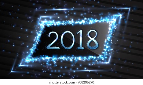2018 year background, glowing numbers, Vector design