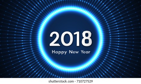 2018 year background, glowing numbers, Vector design