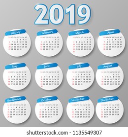 2018 year calendar design. Vector illustration Eps 10