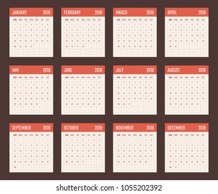 2018 year calendar, calendar planner for 2018 starts sunday