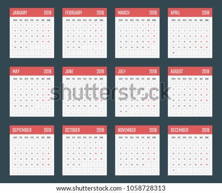 2018 year calendar, calendar planner for 2018 starts monday