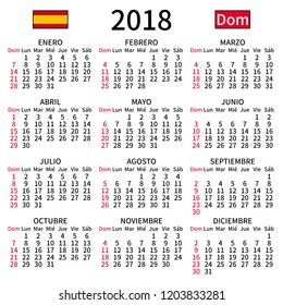 2018 Year Calendar Simple Clear Big Stock Illustration 1446895532 ...