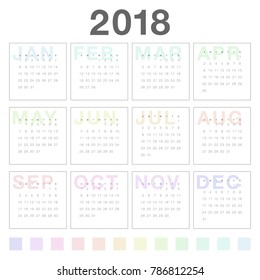 2018 year calendar. Stylish simply sale design. Vector