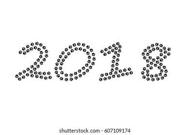 2018 year Dog footprints
