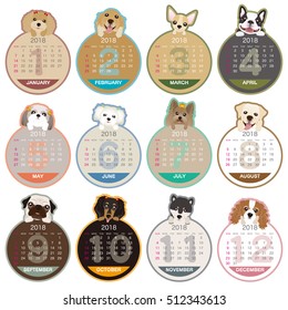 2018 year dog illustration calendar