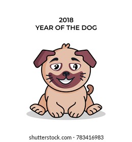 2018 Year of The Dog. Vector Illustration of a Dog. 