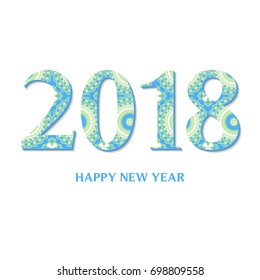 2018 year illustration decorated with abstract decorative geometric pattern