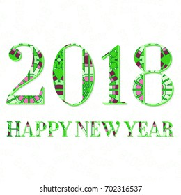 2018 year illustration decorated with abstract decorative geometric pattern