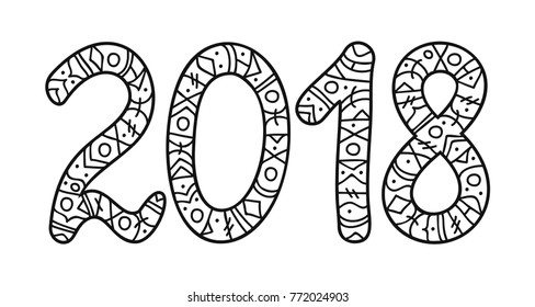 2018 Year Lettering Numbers On White Stock Vector (Royalty Free ...