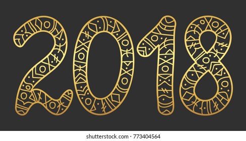 2018 year lettering numbers on black background.