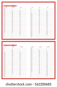 2018 year planner. Calendar template. Vector design print template. Stationery design