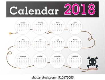 2018 year planner, Vector background drawing by hand vector and digital illustration.