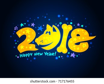 2018 year poster concept with yellow dog