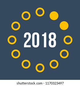 2018 year progress bar, step-by-step concept