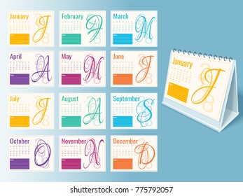 2018 Year, table or desk calendar and organiser.