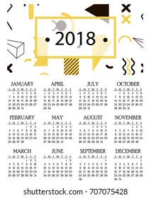 ?alendar for 2018 year template date day design month business organizer planner vector illustration. Calender 2018 annual schedule diary.