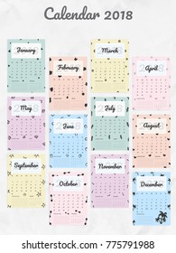 2018 Year, wall calendar and organiser decorated with abstract designs.